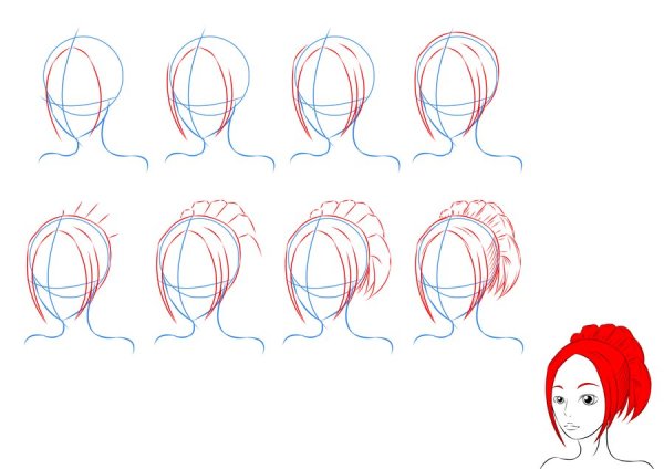 Волосы для рисования для начинающих