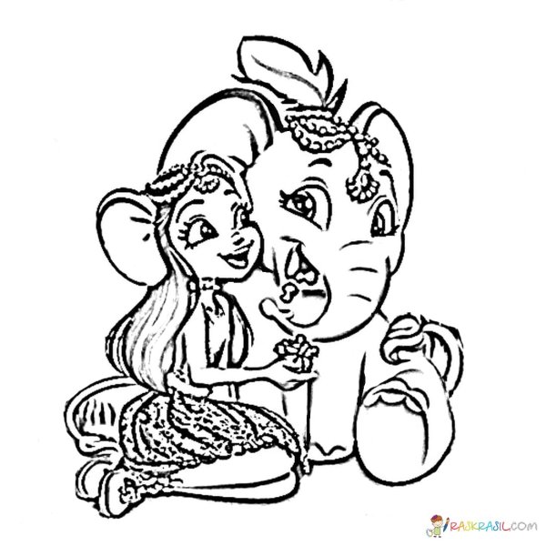 Enchantimals раскраска слон