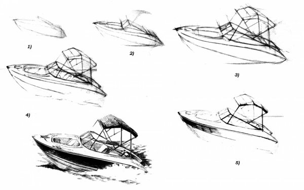 Катер карандашом