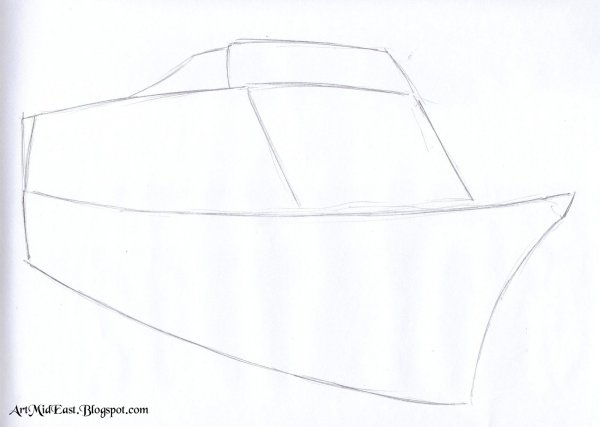 Рисование катер пошагово