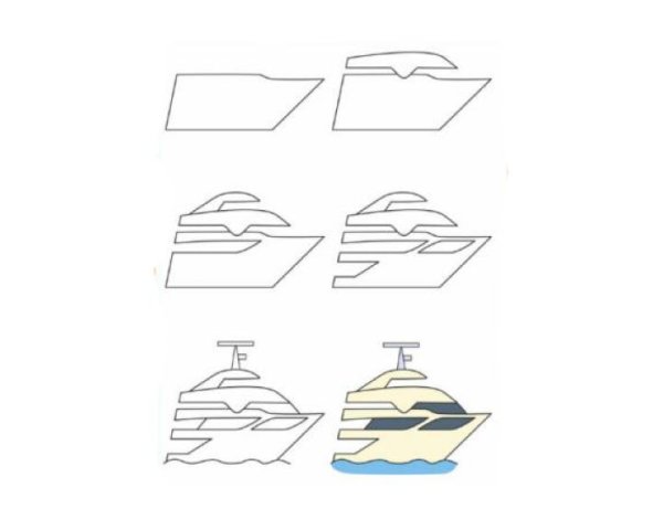 Яхта рисунок пошагово