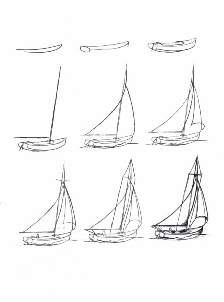 Корабль рисунок карандашом