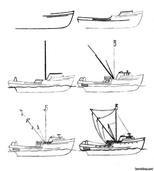 Поэтапное рисование военного корабля