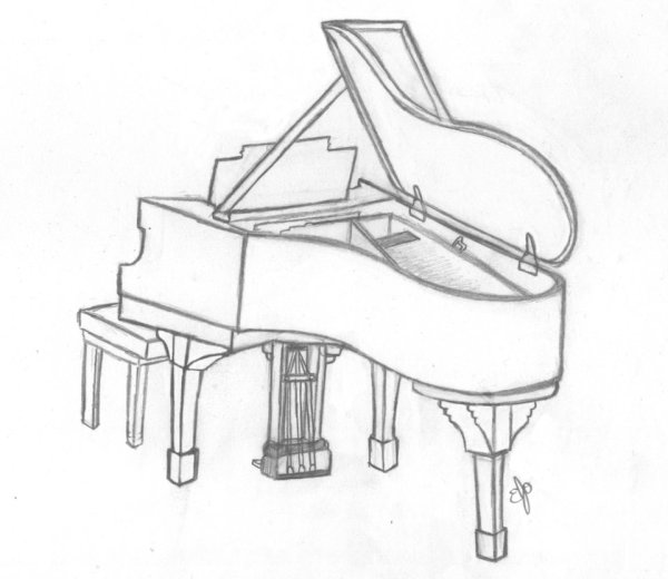 Рояль рисунок пошагово