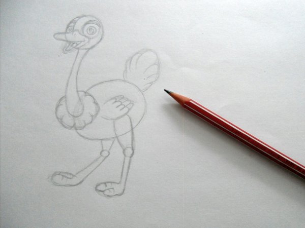 Страус поэтапное рисование для детей