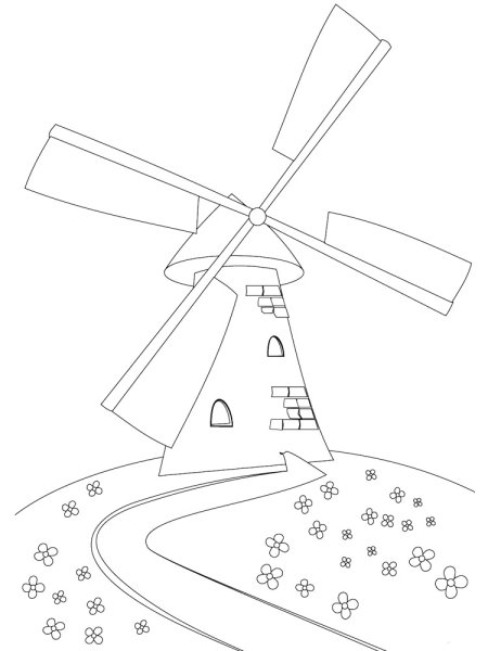 Мельница рисунок поэтапно