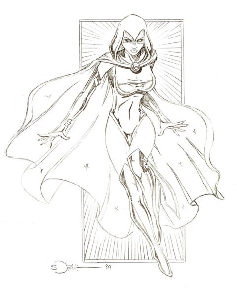 Рейвен рисунок карандашом