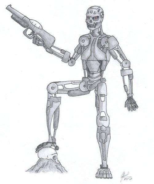 Терминатор эндоскелет т-800 рисунок карандашом