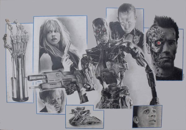 Терминатор карандашом поэтапно