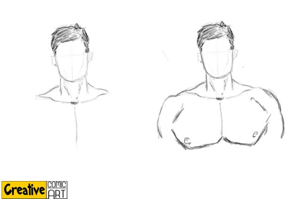 Нарисовать шею и плечи