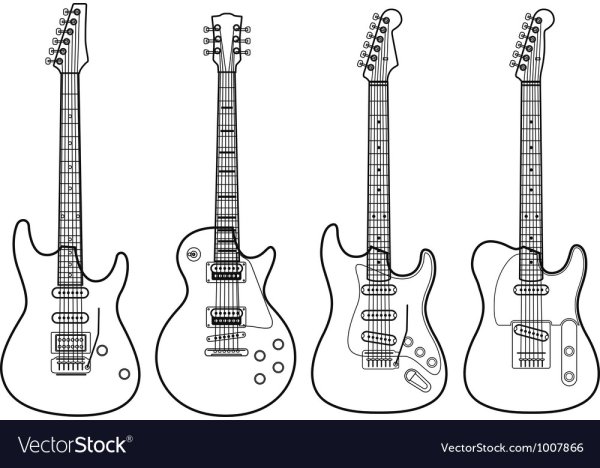 Пошаговое рисование гитары