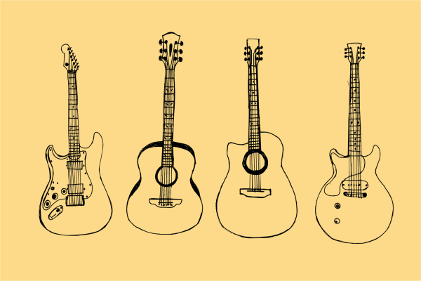 Поэтапное рисование гитары