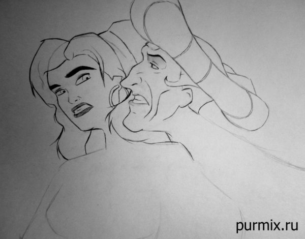 Клод Фролло и Эсмеральда карандашом