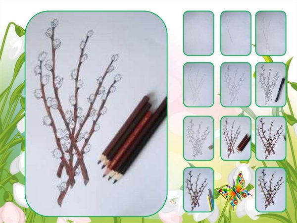 Веточки рисунок палочками