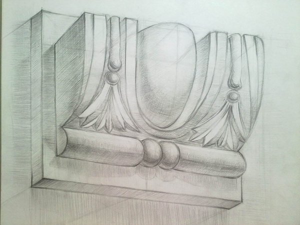 Последовательность рисования гипсовой розетки