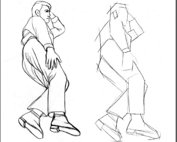 Фигуры людей в разных позах для зарисовок