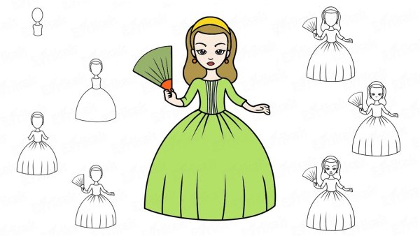 Поэтапное рисование куклы