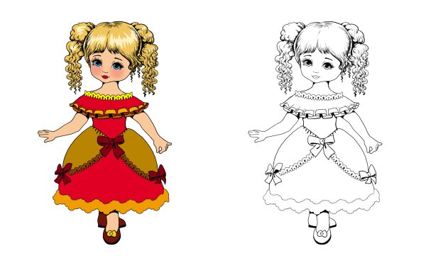 Этапы рисования куклы