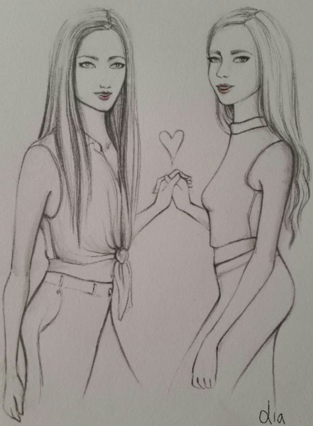 Рисунки подруг для срисовки карандашом