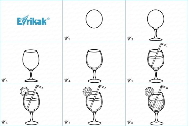 Поэтапное рисование стакана