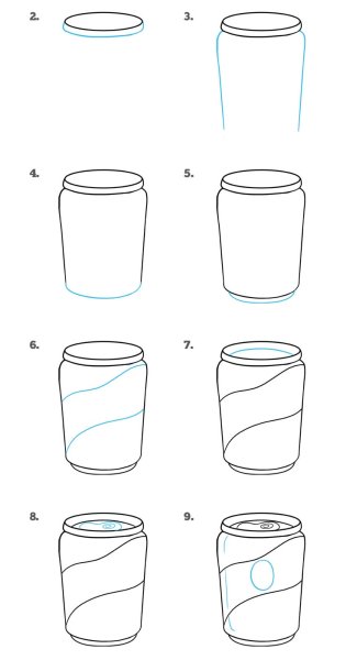 Поэтапное рисование банки