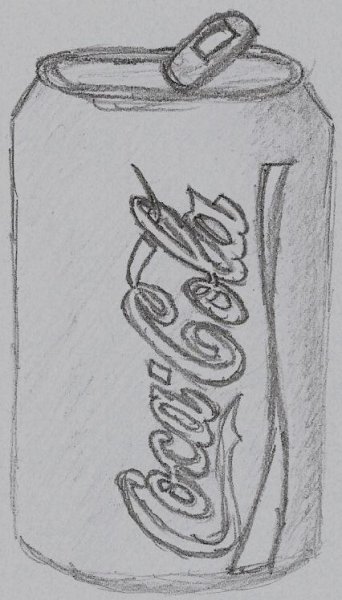 Банка Кока колы карандашом