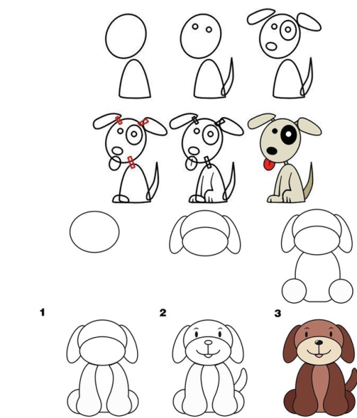 Поэтапное рисование собаки для детей