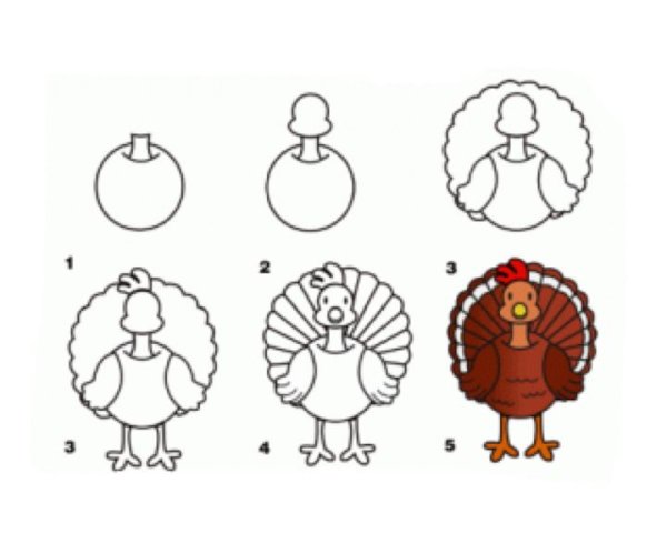 Нарисовать индюка пошагово для детей