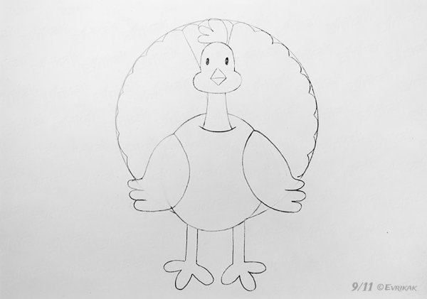 Быстрый рисунок карандашом индюк