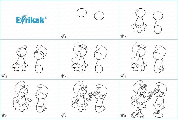Нарисовать Смурфика поэтапно