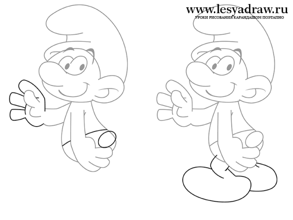 Смурфики рисунок карандашом