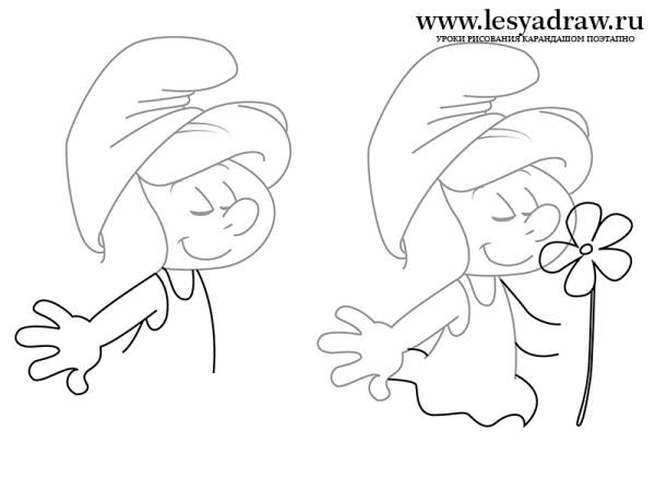 Нарисовать Смурфика поэтапно