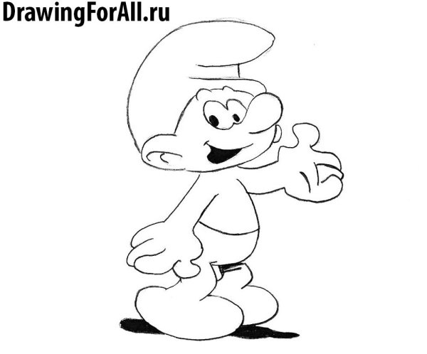 Смурфики рисунок карандашом