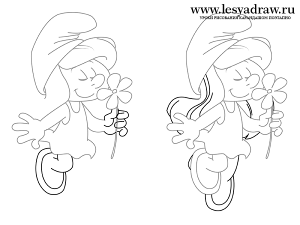 Смурфики рисунок карандашом