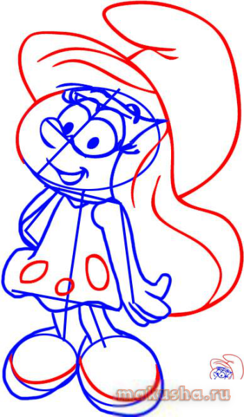 Смурфики карандашом поэтапно