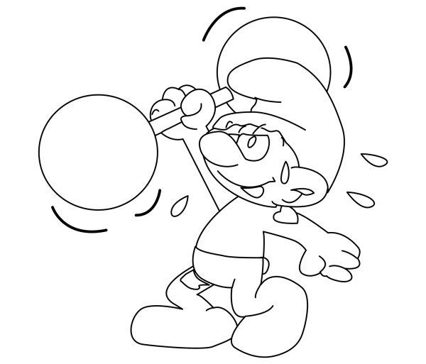 Раскраски спортивные Смурфики