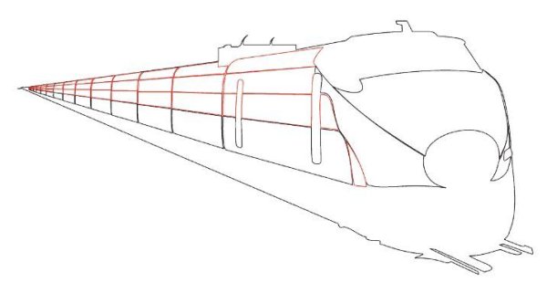 Поезд в перспективе