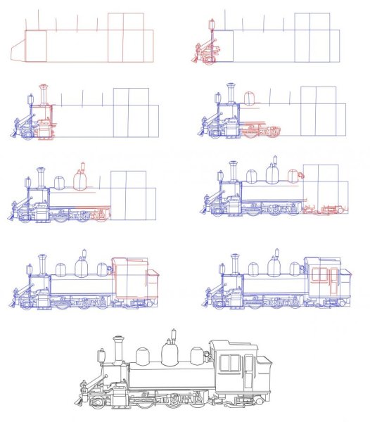 Как рисуется паровоз