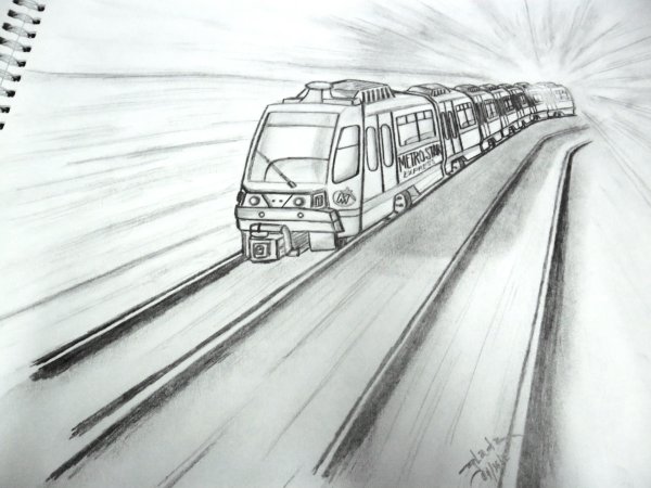 Поезд карандашом