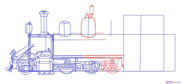 Рисование поезда по этапам