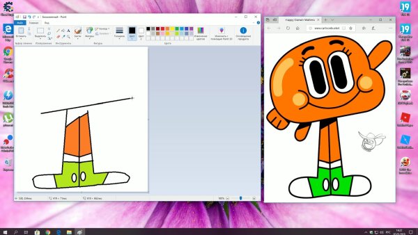 Дарвин нарисованный в пейнт