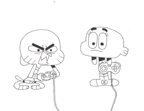 Раскраска Гамбол и Дарвин удивительный мир Гамбола