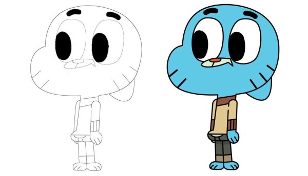 Срисовка Гамбола и Дарвина