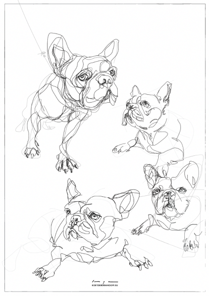 Тату французский бульдог эскиз