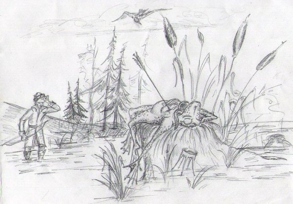 Болото рисунок карандашом