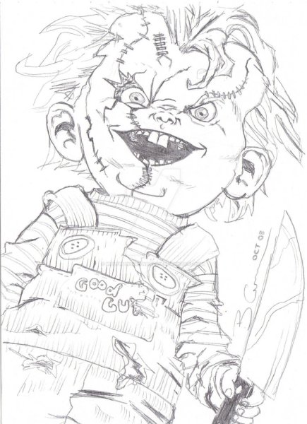 Нарисованный ручкой кукла Чаки