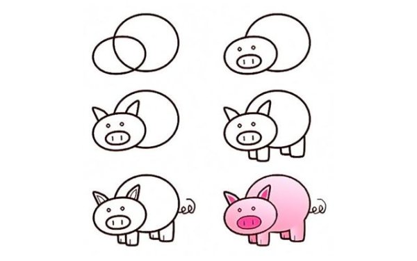 Поросенок рисунок пошагово