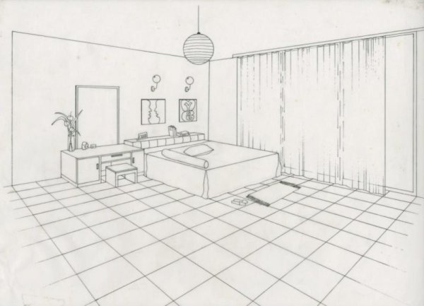 Черчение перспектива комнаты