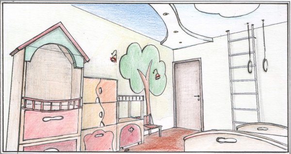 Рисунок комнаты карандашом для детей