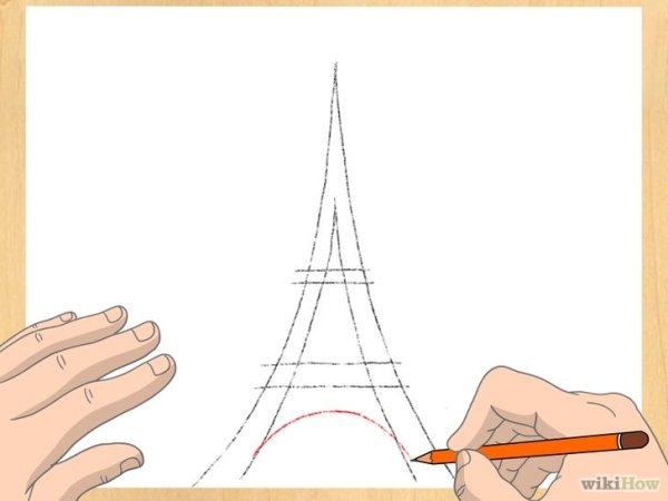 Нарисовать Эйфелеву башню поэтапно